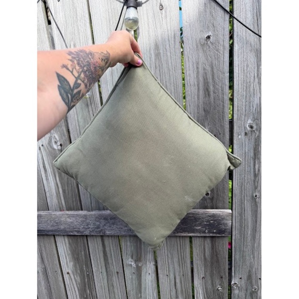 Minimalist Unbranded Throw Pillow Unisex OS Olive Green Square Canvas Piped Edge